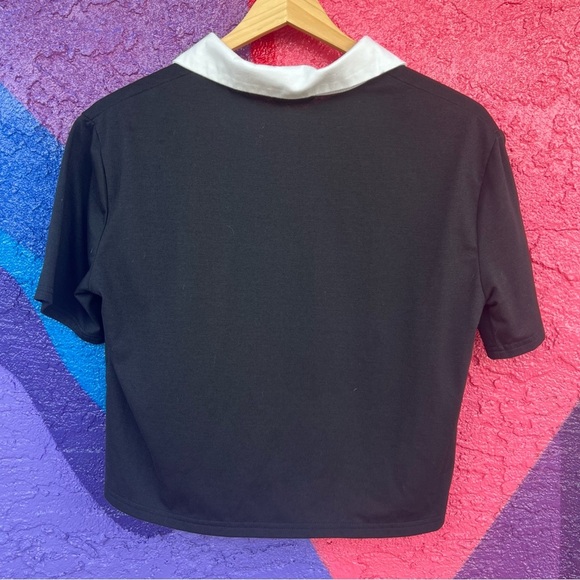 E-Girl Shein black cropped top with white collar size medium - Picture 2 of 3